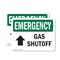 Signmission Gas Shutoff (Up Arrow) With Symbol, 14 in W x Rectangle, Plastic OS-2PACK-EM-P-1014-L-10390 - alternate 1